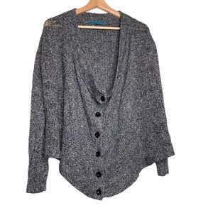 Alice + Olivia Womens Cardigan Sweater Gray Marled V Neck Long Sleeve L